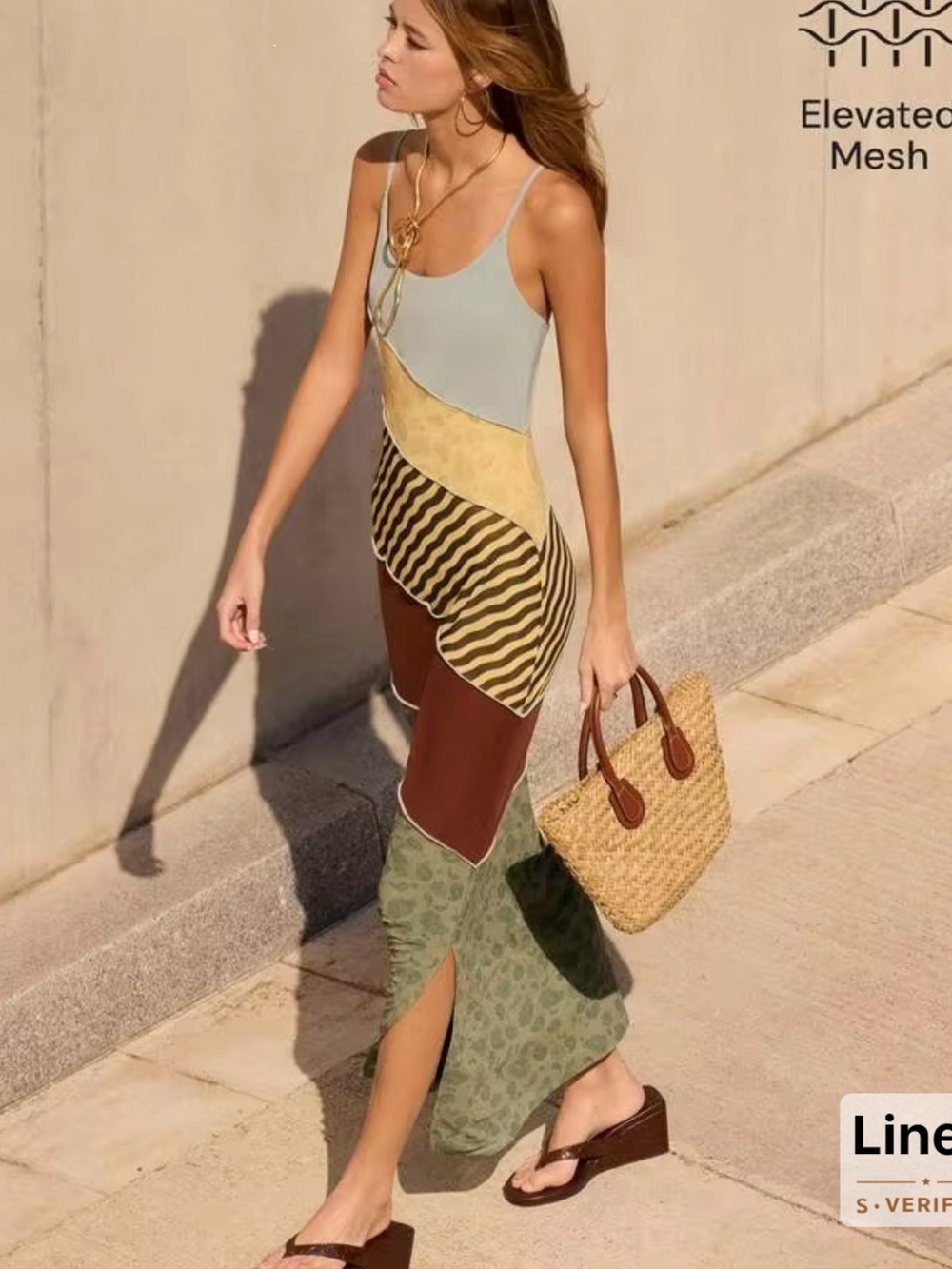 NEW SHEIN patchwork maxi dress